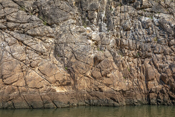 Jabalpur, Madhya Pradesh/India : October 24, 2018 – Dhuandhar waterfall in Narmada river at Bhedaghat, Jabalpur.