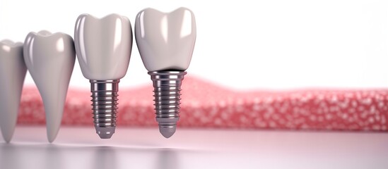 Full arch fixed dental prostheses on dental implant with black background.