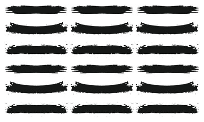 Design brush. Set black strokes of paint isolated on a white background. Brush strokes, brushes, lines, frames, Black paint brush strokes vector seamless pattern. Vector paintbrush set.