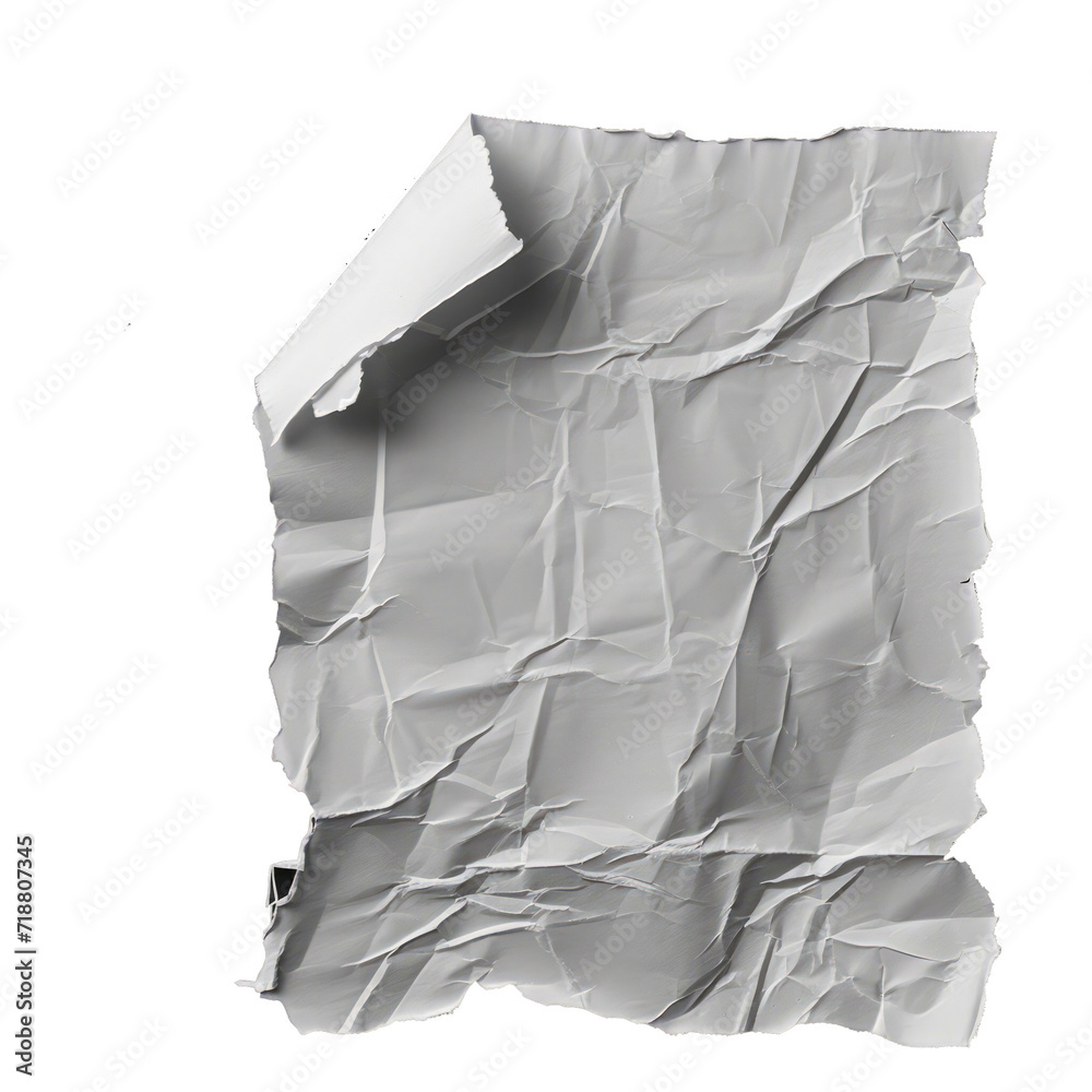 Sticker White paper torn piece dirty wrinkled glued paper poster texture