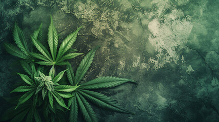Cannabis on grunge - obrazy, fototapety, plakaty
