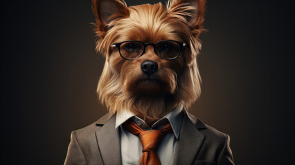 A dog in a business suit symbolizes an honorable and reliable business partner, generative AI