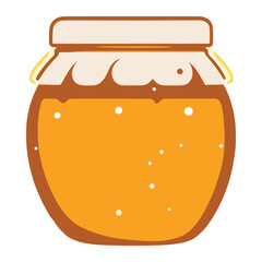 Vector drawing of a jar of honey, isolated on a white background, beekeeping	