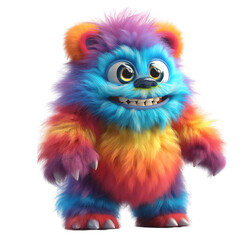 Isolated 3d cartoon funny monster a white background. stuffed friendly cute monster beats. A parody, a caricature. 3d cartoon colorful character.
