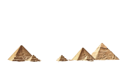 Giza pyramids on white background