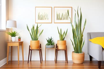 air purifying snake plants in a bedroom corner