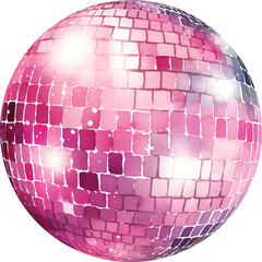 Watercolor pink disco ball Illustration. Colorful party ball. Mirror glass ball. Let s party