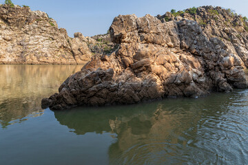 Jabalpur, Madhya Pradesh/India : October 24, 2018 &ndash; Dhuandhar waterfall in Narmada river at Bhedaghat, Jabalpur.