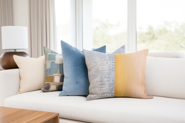 textured throw pillows on a modular sectional sofa