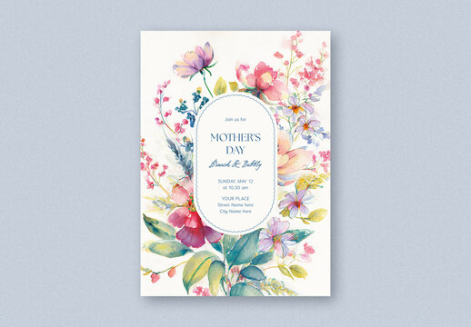 Mother’s Day Brunch Invitation Card, Generative AI