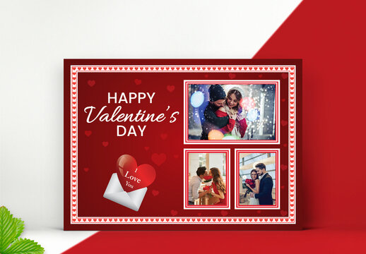 Valentine Day Photo Frame Card Layout Template