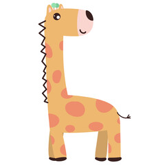 giraffe Illustration of cute animal cartoon characters in the forest