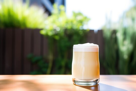 cream ale in a nonic glass, pale straw hue, whipped cream on the side