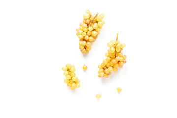 Bunches of fresh grapes fruits pattern. Food flat lay