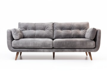 Gray velvet contemporary sofa furniture on white background