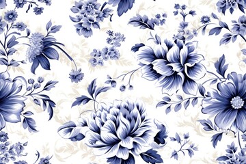 toile de jouy seamless pattern. classic french art flowers texture