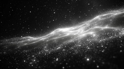 Starry Abstract Energy Flow: Sparkling Particles on Dark Background