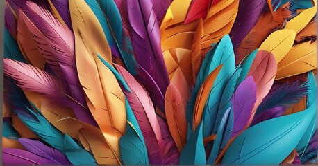  3d colorful feathers for carnival composition