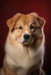 Studio portrait of a pyrenean mountain dog against dark background