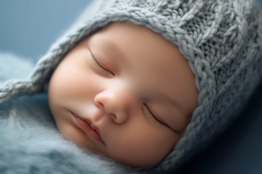 Newborn baby boys closeup portrait photo