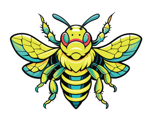 Yellow black bumblebee design hand drawn Vector