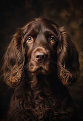 Portrait irish water spaniel puppy dog 