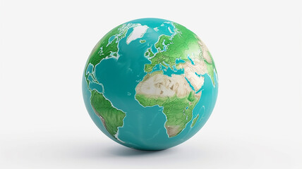 3d rendered earth globe on white isolated background