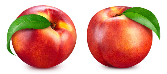 Ripe peach fruit slice isolated