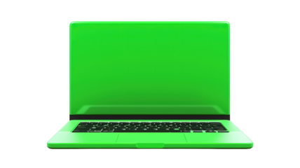 laptop with green screen on a white background