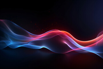 Abstract Blue and Pink Neon Wave on Dark Background