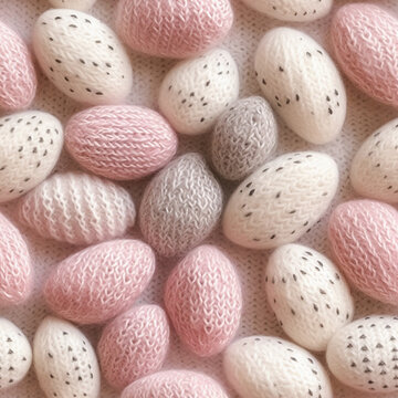Easter eggs, knitted seamless pattern, farmhouse style. Ai generated