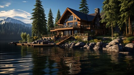 The house on the edge of the river has a cool natural feel.