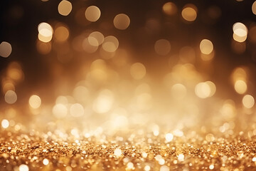 Abstract Gold Glitter Bokeh Background Defocused