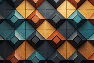 Retro 3D Geometric Pattern Design, Abstract Background