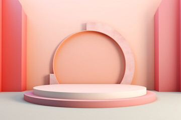 3D Pastel Podium Decoration with Geometric Elements