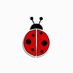 Sticker of a cute cartoon ladybug hand drawn icon