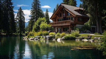 The house on the edge of the river has a cool natural feel.