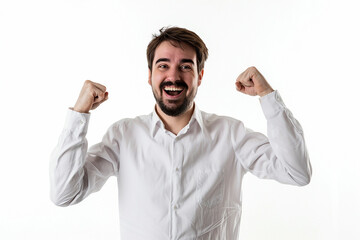 Fototapeta premium happy young man posing on white isolated background