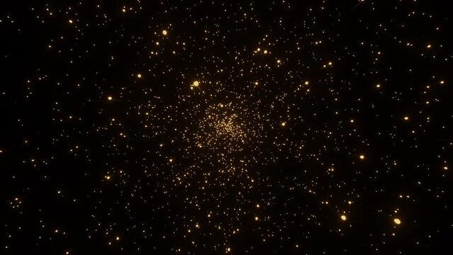 Particle effects or space travel. Abstract star lights moving zoomed in on black background. Hyperspace zoom of different length lines effect.