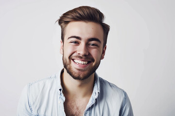 Obraz premium happy young man posing on white isolated background
