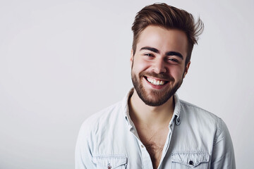 Obraz premium happy young man posing on white isolated background
