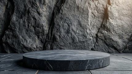 Realistic 3D stone theme podium for product display for products " ai generated "