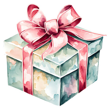 gift box with ribbon pink and teal clipart isolated png 