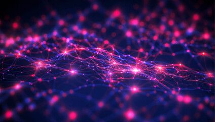 Obraz premium Presentation of interconnected nodes network. Science. Technology. Background. Wallpaper.