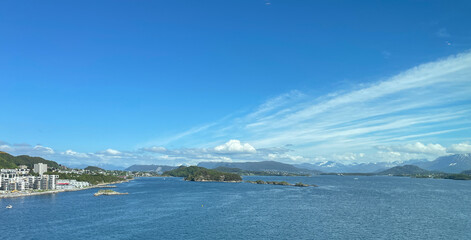 Beautiful Norwegian fjords near Alesund - 718824567