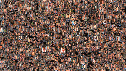 Diverse Professional Team Portraits in Matrix Display. 3D illustration.