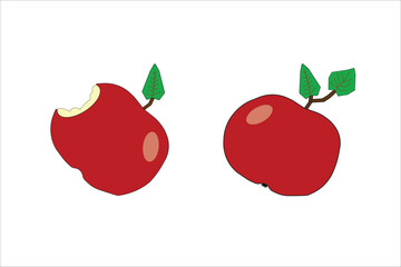 Red apple on a white background. Vector illustration of a red apple.