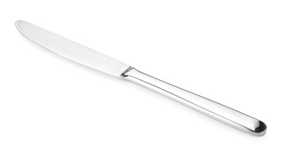 One shiny silver knife isolated on white