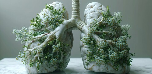 April Showers Bring May Flowers: A Breathtaking View of the Lungs Generative AI - obrazy, fototapety, plakaty