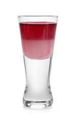 Shooter in shot glass isolated on white. Alcohol drink